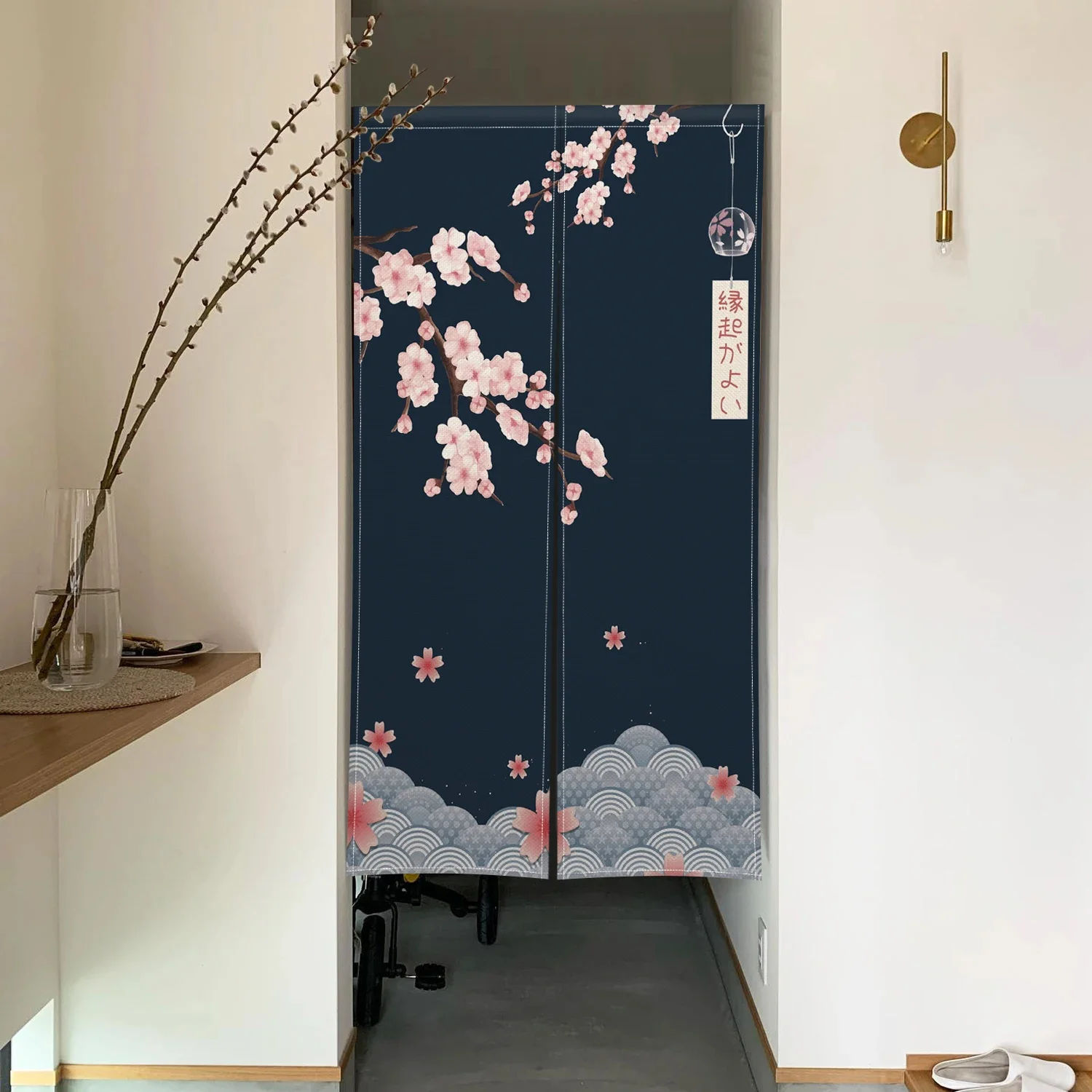 Noren Curtain Doorway - Tirai pintu bunga sakura Jepang dicetak