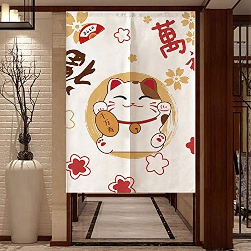 Noren Curtain Doorway - Lucky Cat Noren tirai Jepang, dekorasi